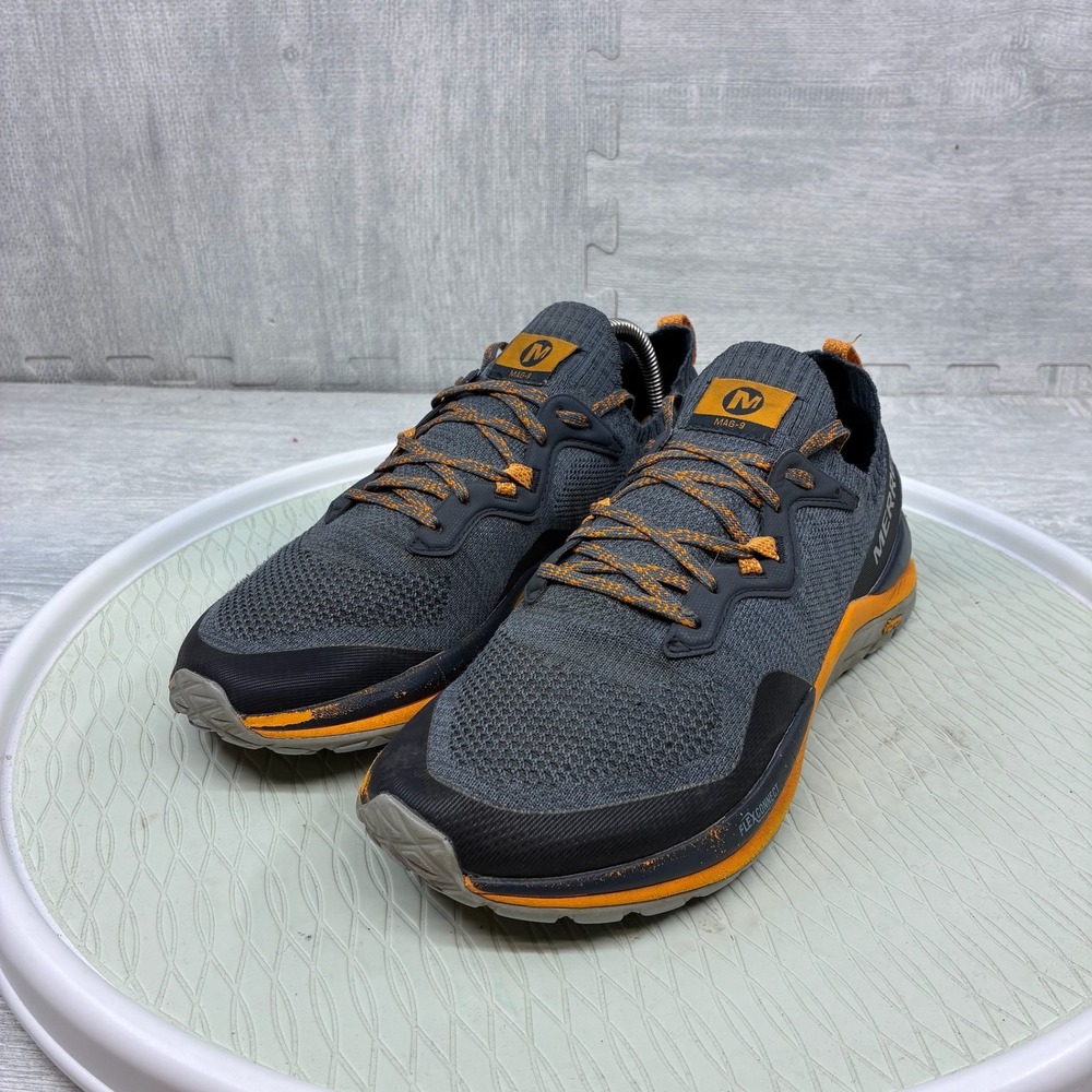 Merrell Mag-9 Running Shoes Mens 9 Gray Orange Vibram Trail Sneakers J16555